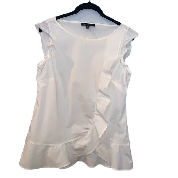 Banana Republic Tops - Banana Republic Cotton Ruffle White Blouse Size Medium